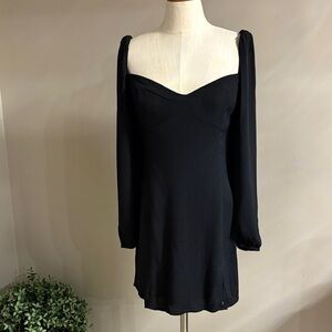 Wilfred Artizia on off shoulder Black Long Sleeve mini Dress open back Smocked